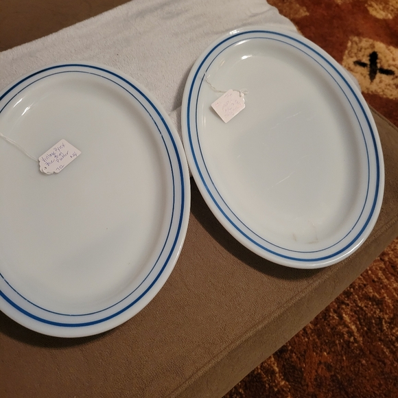 Pyrex by Corning | Dining | Vintage Pyrex Blue Striped Platters 2 ...